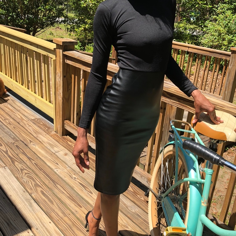 Leatherette Black Dress - Picture 2 of 6